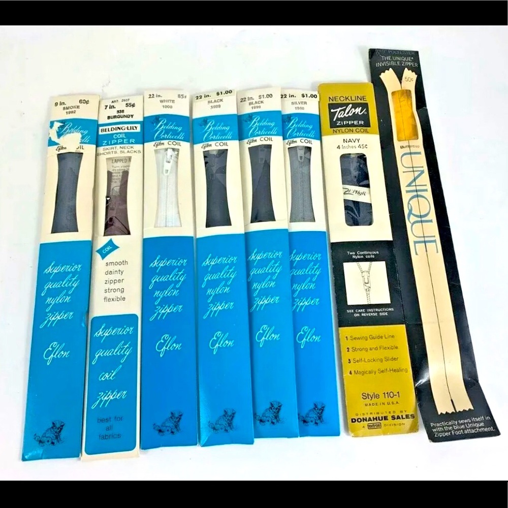 NEW Vintage NIP Belding Corticelli Coil Zippers